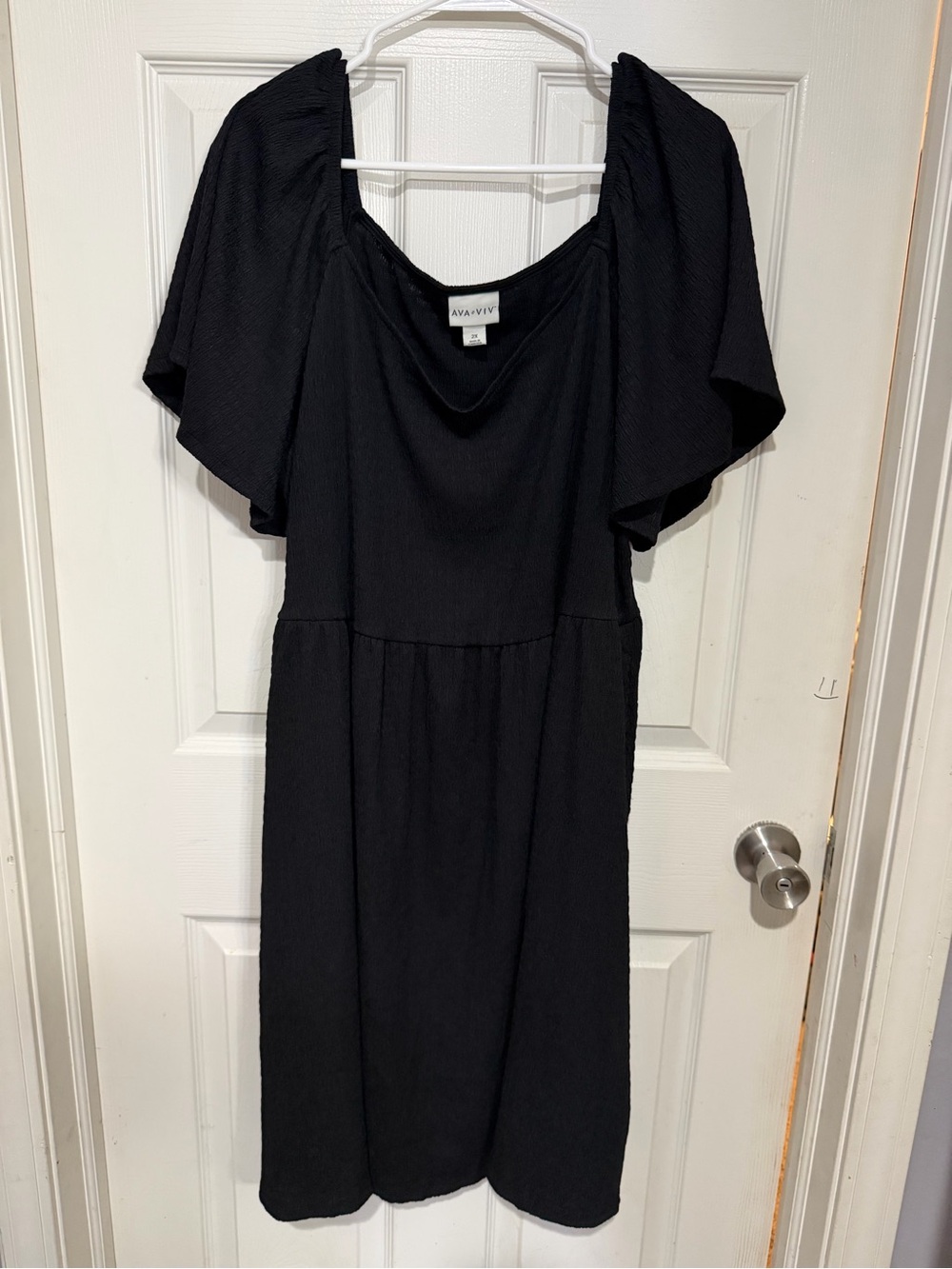 AVA & VIV Black Flutter Sleeve Dress
